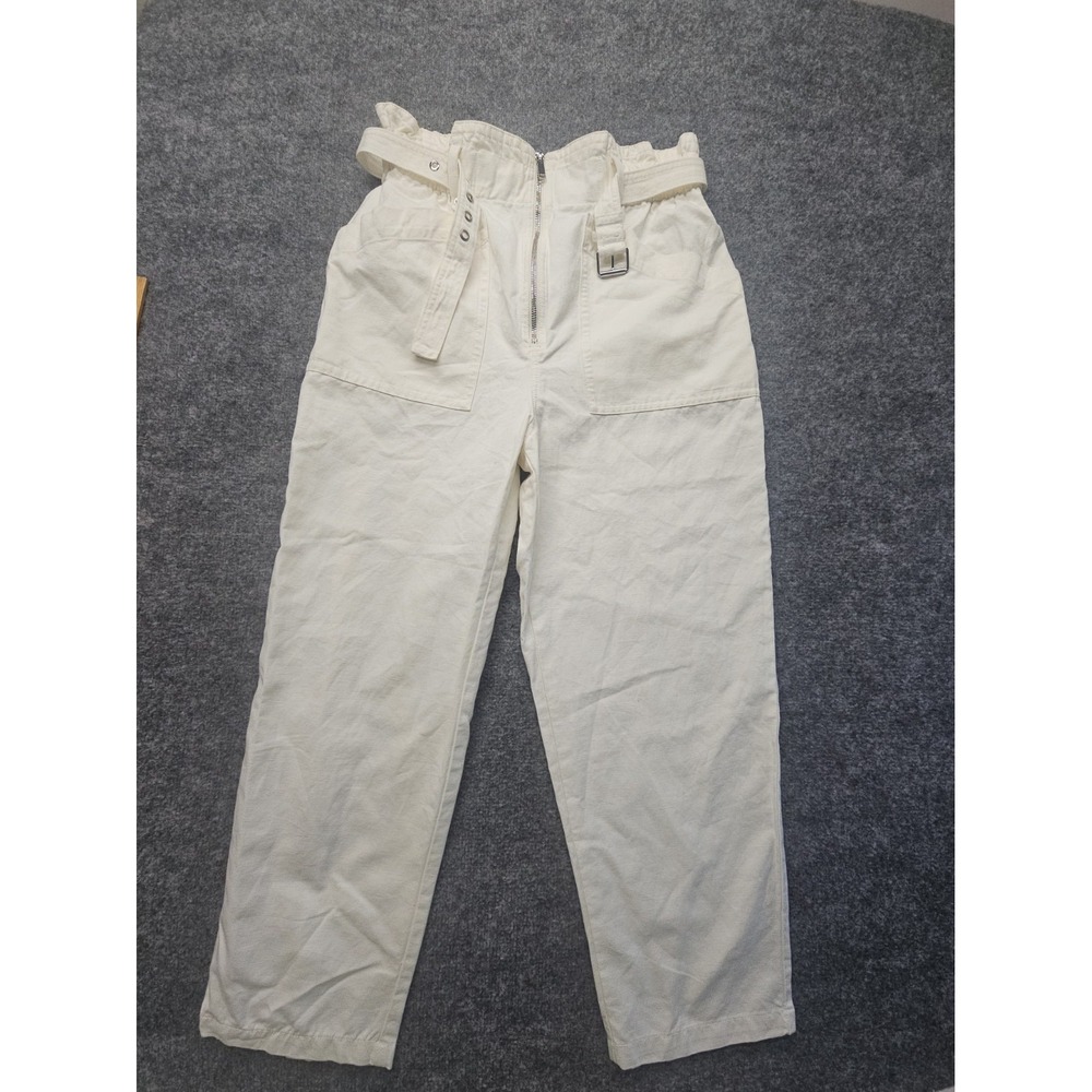 Banana Republic Women's Size 12(30x26) The Paperbag Pant Belted White